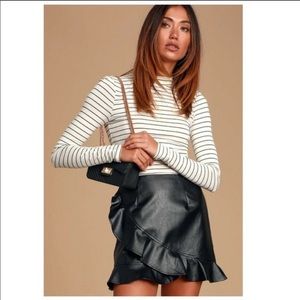 Lulus “leather” mini skirt with ruffle detail